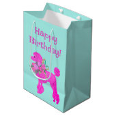 Roze Poedel Party Gepersonaliseerde Gift Bag Medium Cadeauzakje (Voorkant Gekanteld)