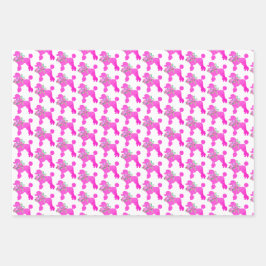 Roze Poedel Party Matching Inpakpapier Vel