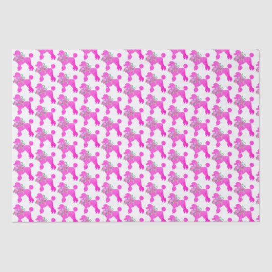 Roze Poedel Party Matching Tissuepapier (Voorkant)