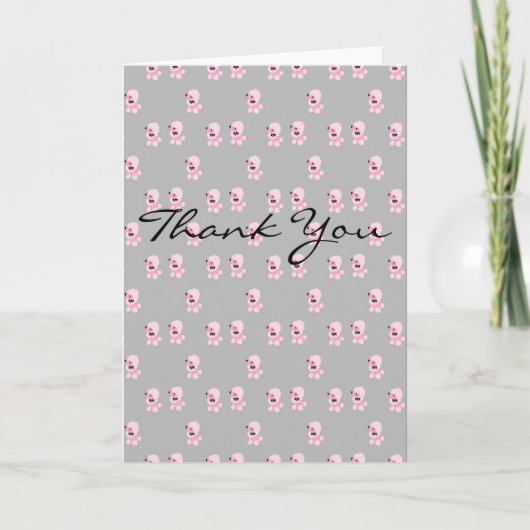 Roze Poedel Patroon Dank u kaart (Voorkant)