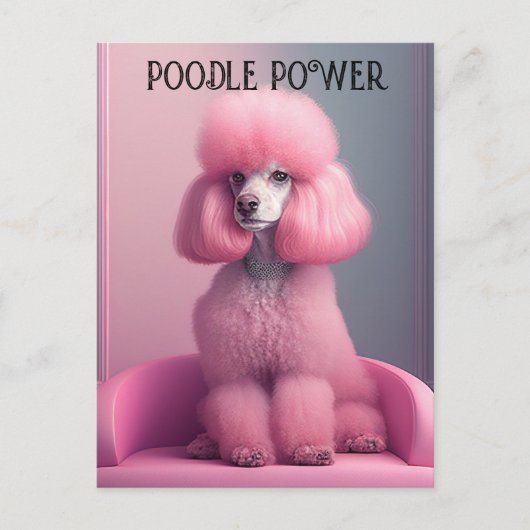Roze poedel - poedel power Briefkaart (Voorkant)