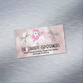 roze poedel | salonschaar | Bokeh Magnetisch Visitekaartje (Voorbeeld)