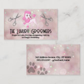 roze poedel | salonschaar | Bokeh Visitekaartje (Voorkant / Achterkant)