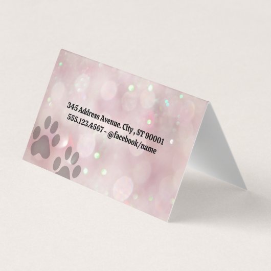 roze poedel | salonschaar | Bokeh Visitekaartje (Achterkant)