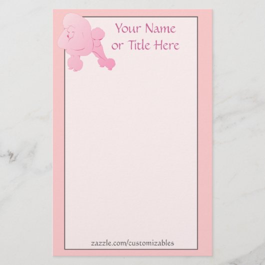 Roze Poedel Stationery Briefpapier (Voorkant)