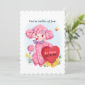 Roze Poedel Valentijn Feestdagenkaart (Staand voorkant)