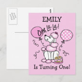 Roze Poedel Verjaardag Custom Briefkaart (Voorkant / Achterkant)