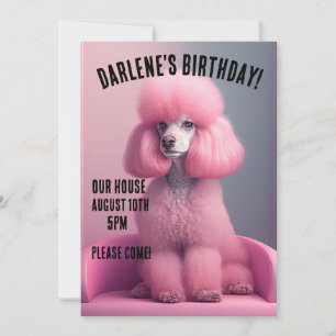 ROZE POEDEL VERJAARDAG CUSTOM PARTY uitnodigingen