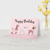 Roze Poedels op Parade Kaart (Gele Bloem)