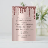 Roze Poeder Glitterende Drips BRIDAL 16TH Kaart (Staand voorkant)