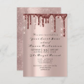 Roze Poeder Glitterende Drips BRIDAL 16TH Kaart (Voorkant / Achterkant)