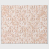 Roze poeder Gold Glitter kerstboom Marmer Lux Cadeaupapier (Vlak)