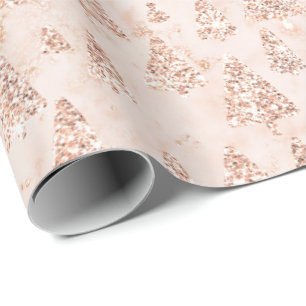 Roze poeder Gold Glitter kerstboom Marmer Lux Cadeaupapier