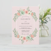 Roze Poeder Succulente Eucalyptus Bruiloft Kaart (Staand voorkant)