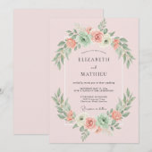 Roze Poeder Succulente Eucalyptus Bruiloft Kaart (Voorkant / Achterkant)