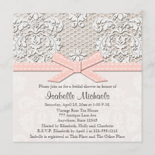 Roze poël en elace Bridal Shower Invitations Kaart