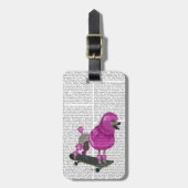 Roze poel en skateboard bagagelabel (Voorkant verticaal)