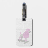 Roze poel en skateboard bagagelabel (Achterkant verticaal)