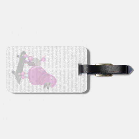 Roze poel en skateboard bagagelabel (Achterkant horizontaal)