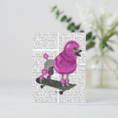 Roze poel en skateboard briefkaart (Staand voorkant)