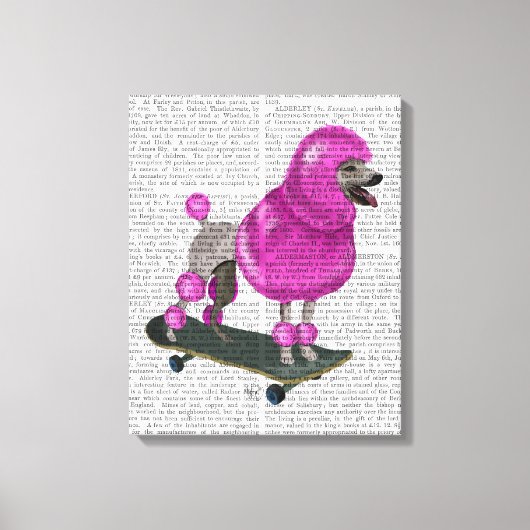 Roze poel en skateboard canvas afdruk (Voorkant)