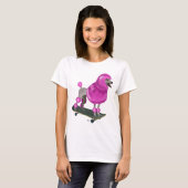 Roze poel en skateboard t-shirt (Voorkant volledig)