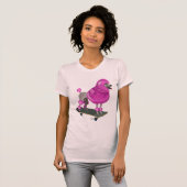 Roze poel en skateboard t-shirt (Voorkant volledig)