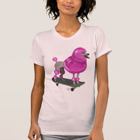 Roze poel en skateboard t-shirt (Voorkant)