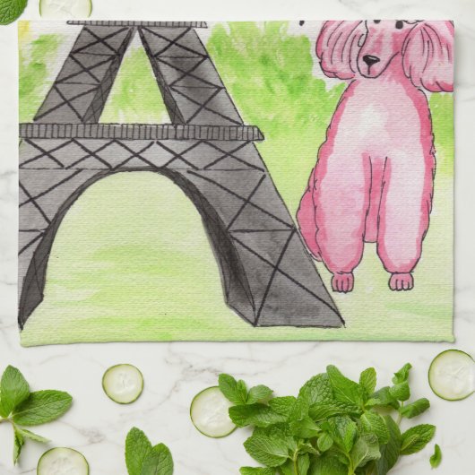 Roze poel in Parijs Theedoek (Gevouwen)