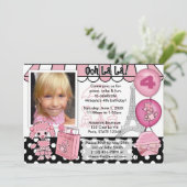 Roze poel in Paris Birthday Invitation Kaart (Staand voorkant)