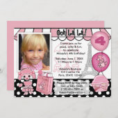 Roze poel in Paris Birthday Invitation Kaart (Voorkant / Achterkant)