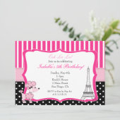 Roze poel in Paris Birthday Party Invitation Kaart (Staand voorkant)