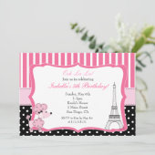 Roze poel in Paris Birthday Party Invitation Kaart (Staand voorkant)