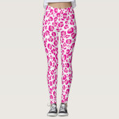 Roze poema print op aangepaste achtergrond leggings (Voorkant)