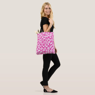 Roze poema print op aanpasbare achtergrond tote bag