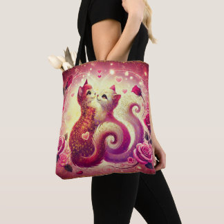 Roze poes katten geurkaars tote bag