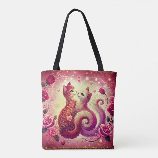 Roze Poesje Katten Geurkaars Tote Bag (Achterkant)
