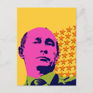 Roze Poetin Pop Art Portret Briefkaart