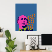 Roze Poetin Pop Kunstportret Poster (Thuiskantoor)
