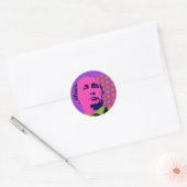 Roze Poetin Pop Kunstportret Ronde Sticker (Envelop)