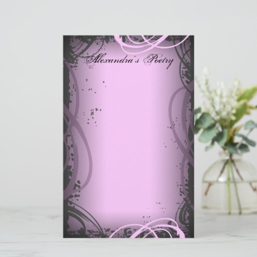 -roze poëzie briefpapier (Staand voorkant)