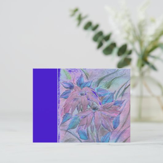 Roze Poinsetta horizontaal briefkaart (Staand voorkant)