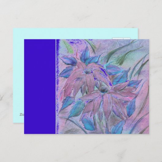 Roze Poinsetta horizontaal briefkaart (Voorkant / Achterkant)