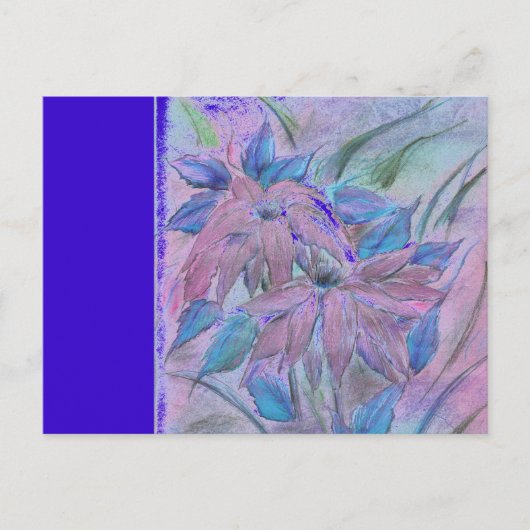 Roze Poinsetta horizontaal briefkaart (Voorkant)