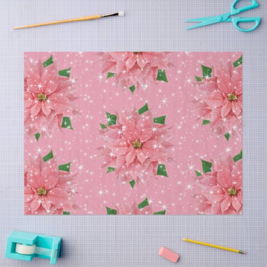 Roze Poinsettia Aangepaste feestdag kerstmis aanwe Tissuepapier (Craft)