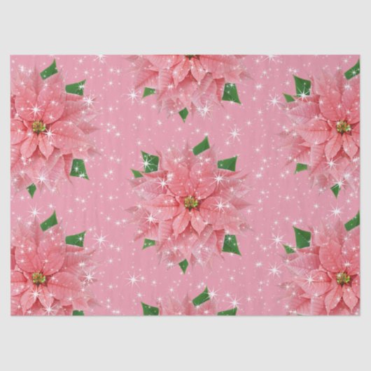 Roze Poinsettia Aangepaste feestdag kerstmis aanwe Tissuepapier (Voorkant)