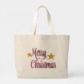 Roze Poinsettia Bag Grote Tote Bag (Achterkant)