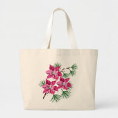 Roze Poinsettia Bag Grote Tote Bag (Voorkant)