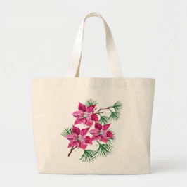 Roze Poinsettia Bag Grote Tote Bag
