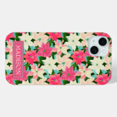 Roze Poinsettia Blauwgroen kerst Case-Mate iPhone Case (Achterkant (horizontaal))